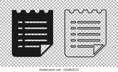 Black Wish list template icon isolated on transparent background.  Vector