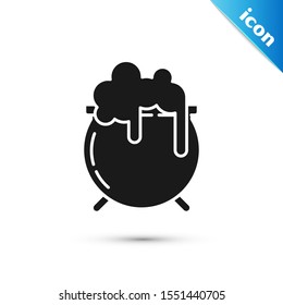 Black Witch cauldron icon isolated on white background. Happy Saint Patricks day.  Vector Illustration