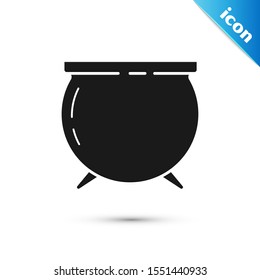 Black Witch cauldron icon isolated on white background. Happy Saint Patricks day.  Vector Illustration