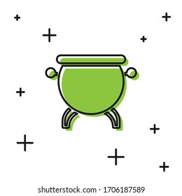 Black Witch cauldron icon isolated on white background. Happy Halloween party.  Vector Illustration