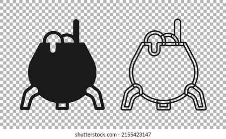 Black Witch cauldron icon isolated on transparent background. Happy Halloween party.  Vector