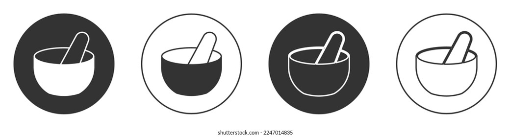 Black Witch cauldron icon isolated on white background. Happy Halloween party. Circle button. Vector