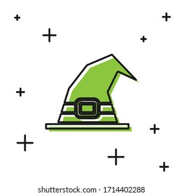 Black Witch hat icon isolated on white background. Happy Halloween party.  Vector Illustration