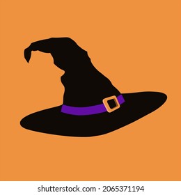 Black witch hat isolated on orange