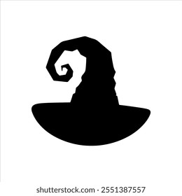 Black witch hat silhouette vector illustration on white background