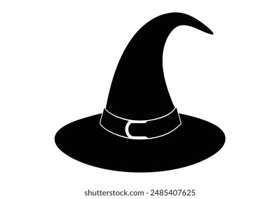 black witch hat , witch hat vector,   icon vector illustration, witch hat silhouette of a witch hat  isolated on a white background,  eps,  png,    vector,