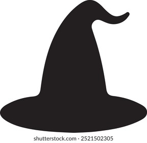 black witch hat , witch hat vector, icon vector illustration, witch hat silhouette, halloween witch hat.