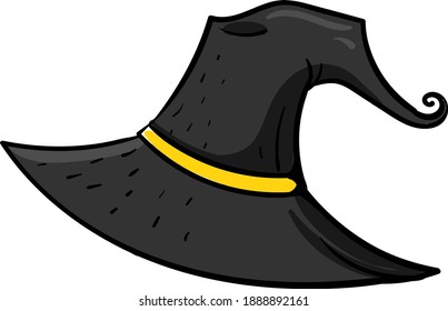 Black witch hat,illustration,vector on white background