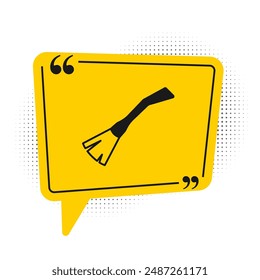 Black Witches broom icon isolated on white background. Happy Halloween party. Yellow speech bubble symbol. Vector