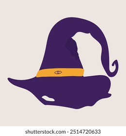Black witches hat. Vector illustration. Halloween concept