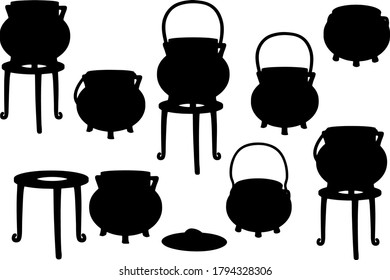 Black wizard boiler silhouettes set on white background