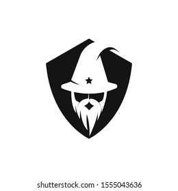 Black Wizard character logo vector