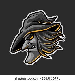 Black Wizard Head Esport Mascot Vector Illustration is perfect for your brand business