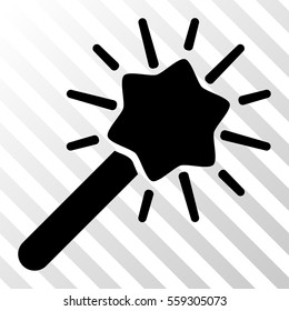 Black Wizard Tool interface toolbar icon. Vector pictograph style is a flat symbol on diagonal hatch transparent background.