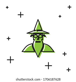 Black Wizard warlock icon isolated on white background.  Vector Illustration