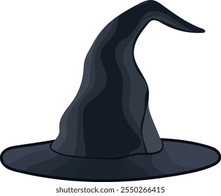 Black Wizard Witch Hat Illustration Isolated on White Background	