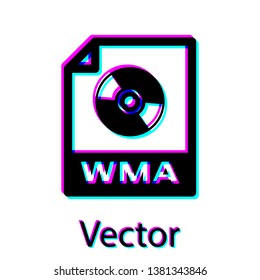 Black WMA file document icon. Download wma button icon isolated on white background. WMA file symbol. Wma music format sign. Vector Illustration