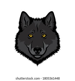 Black Wolf face isolated vector illustration