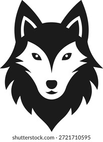 Black wolf face logo with geometric features.