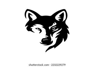 black wolf face  vector sılhouette 