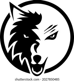 black wolf head abstract logo design