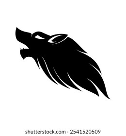 Black wolf head illustration design vector