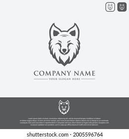 black wolf head logo design template, suitable for sports logos