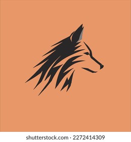 black wolf head logo design template, wolf animal silhouette illustration