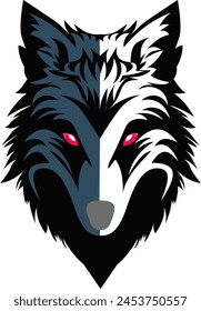 Black wolf head logo design template, for your gaming brand logo design business needs, background logo concept