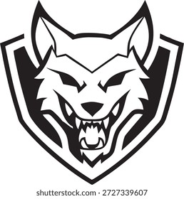 Cabeza de lobo negro en el escudo blanco