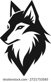 Logotipo do perfil da cabeça de lobo preto no branco.