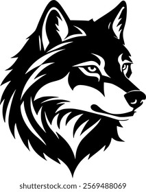 black wolf head vector icon