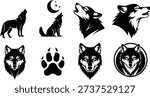 Black Wolf Howling Silhouette Vector Pack Moon Wolf Head Design