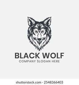 Black Wolf Logo Design Vector Template 