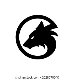 Schwarzes Wolf Logo Symbol Design. Silhouettensymbol für Wildtiere. Kaninchen-Raubtier-Schild. Vektorgrafik.