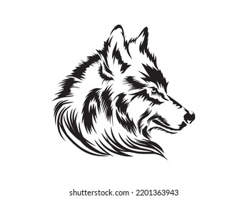Black wolf logo icon design. Wild animal head silhouette symbol. Canine predator sign. Vector illustration.