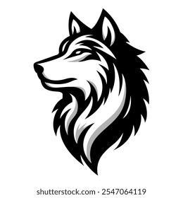 Diseño de icono de logotipo de lobo negro. Símbolo de silueta de cabeza de animal salvaje. Signo de depredador canino. Ilustración vectorial.