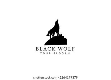 Black Wolf Logo Vector Icon Illustration