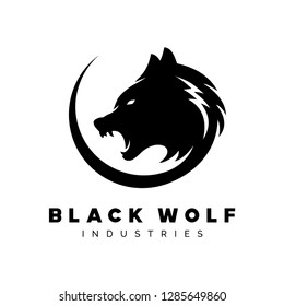 black wolf logo vector illustration, Design element for logo, poster, card, banner, emblem, t shirt. Vector illustration