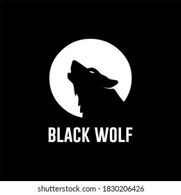 black wolf logo vector illustration, Design element for logo, poster, card, banner, emblem, t shirt. Vector illustration