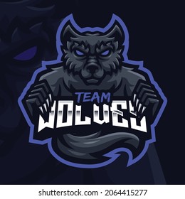 Black Wolf Mascot Gaming Logo Template
