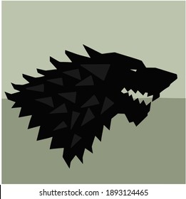 Schwarzer Wolf auf grünem Hintergrund. 