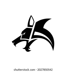 A black wolf side view head icon