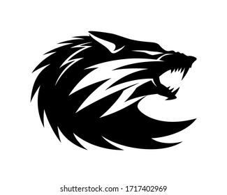 Black wolf sign on a white background.