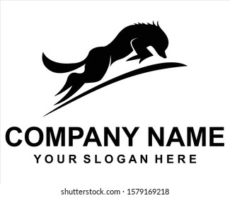 black wolf silhouette animal logo 