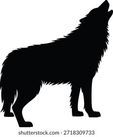 Silueta de lobo negro de pie en todos los animales de cuatro patas
