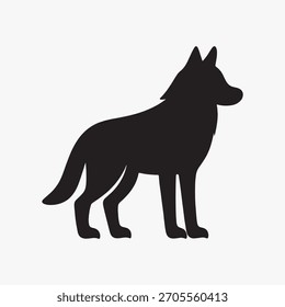 Icono negro del Vector de la silueta del lobo aislado en el fondo blanco