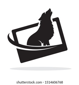 Black wolf and smart phone, vector