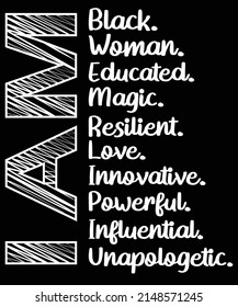  I am black woman 1 t-shirt design