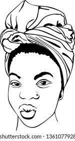 Black woman with african turban vector